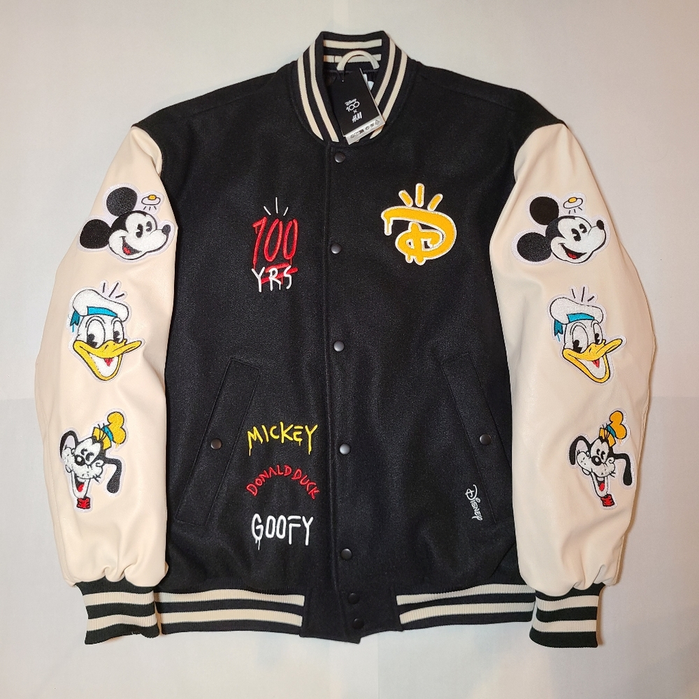 Adult XL Disney100 H&M Embroidered Baseball Varsity Jacket July 2023 Collection